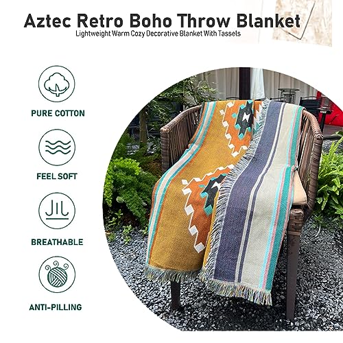 Hopstar Aztec Throw Blanket Navajo Indian Blankets and Throws Boho Western Decor Couch Cover Blanket for Bed Sofa Living Room Beach Travel 51"x63" (Emma) - color: Emma, size: 51"x63"