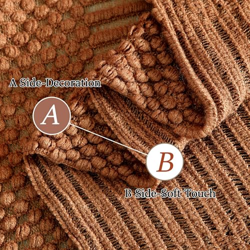 Blagic Knitted Throw Blanket for Couch and Bed, Soft & Cozy Knit Blanket with Tassel, Burnt Orange Lightweight Decorative Blankets & Throws, Farmhouse Warm Woven Blanket for All Seasons,50" W x 60" L - color: A-orange Rust, size: 50 × 60 in