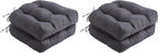 Outdoor Chair Cushions Set of 2, Patio Chair Cushions with Ties,19x19+5” Tufted Outdoor Seat Cushions, Waterproof Patio Furniture Cushions, Outdoor Dining Chair Pads, Dark Grey (Pack of 2)