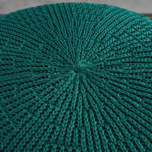 ARTPLAN - Round Knit Pouf - Woven Floor Ottoman - Handmade & Hand Stitched - 19.7 Dia x 12.8 High - Boho Home Décor - Living Room - Bedroom,Invisible Green - color: Invisible Green