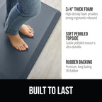 GORILLA GRIP Comfortable Cushioned Kitchen Mats for Floor, 48x20, Waterproof and Stain Resistant Soft Top, 3/4 Inch Thick Ergonomic Standing Desk Anti Fatigue Mat, Foam Supports Ankles, Feet, Charcoal