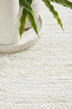 100% Jute Area Rug 10 Feet- Braided Design Hand Woven Off-White Natural Fibers Carpet - Home Decor for Living Room Hallways (10' Round, Off-White)