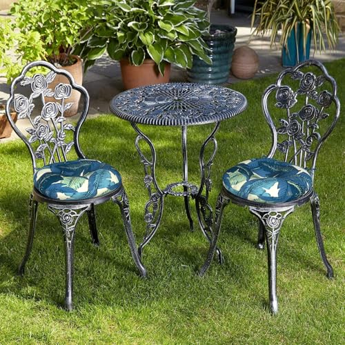 LVTXIII Outdoor Bistro Chair Cushions, 15"x15"x4" Round Patio Chair Cushions, All Weather Tufted Seat Cushions for Patio Furniture Use, Set of 2, Swaying Palms Blue - color: Swaying Palms Blue