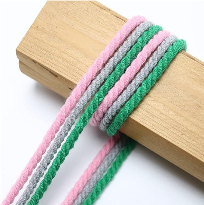 FLIPPED 100% Natural Cotton Macrame Cord,5mm x110 Yards Macrame Cords Colored Cotton Macrame Rope Craft Cord for DIY Crafts Knitting Plant Hangers Christmas Wedding Décor（Light Gray）