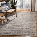 SAFAVIEH Cape Cod Collection Area Rug - 5' Square, Natural & Blue, Handmade Flat Weave Jute, Ideal for High Traffic Areas in Living Room, Bedroom (CAP250A) - size: 5' x 5' (Square)