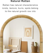 Rattan Full Length Mirror, 64x 20 Full Body Mirror for Wall, Rattan Frame Boho Mirror Decor Bedroom Bathroom Checkroom Livingroom Entryway Farmhouse