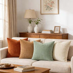 LANANAS Neutral Couch Throw Pillow Covers 18x18 Inch Set of 4 Decorative Farmhouse Boho Throw Pillows for Living Room, Couch, Bed, Sofa Soft Corduroy Accent Home Decor (Teal-Orange, 18x18 Inch)