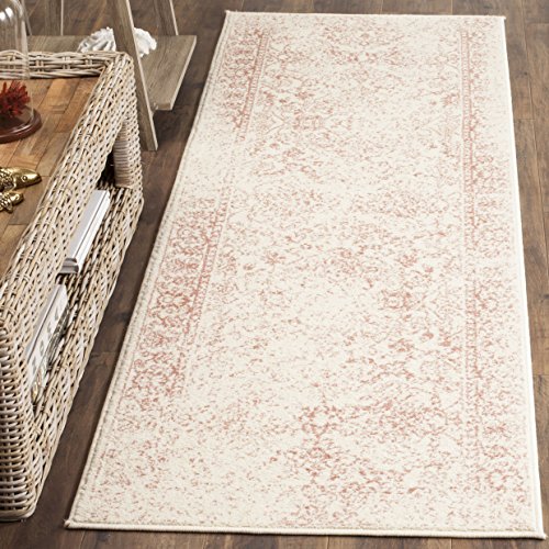 SAFAVIEH Adirondack Collection Runner Rug - 2' x 6', Ivory & Rose, Distressed Vintage Floral Design, Non-Shedding & Easy to Clean, Ideal for Hallway, Foyer, Entryway, Bedroom (ADR109H) - color: Ivory/Rose, size: 2' x 6' (Runner)