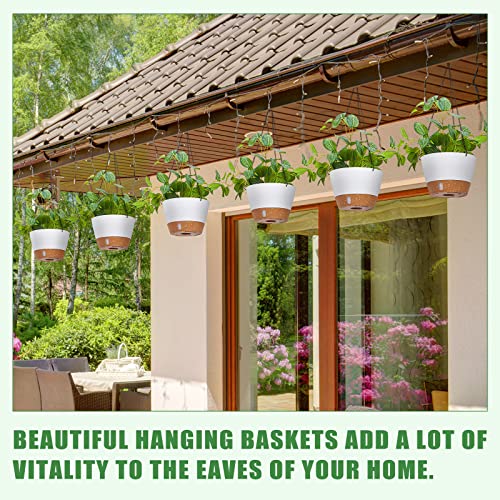 Amyhill 6 Pcs 8 Inch Hanging Planter for Indoor Plants Self Watering Hanging Pot Baskets with Drainage Hole Visible Water Level Tray with Hooks for Garden Outdoor(White) - color: White