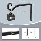 Gtongoko 2 Pack 6 Inch Plant Hangers Outdoor Metal, Plant Hooks for Wall Indoor, Outdoor Hooks for Hanging Bird Feeders, Plant Bracket, Lanterns, Wind Chinme, Black