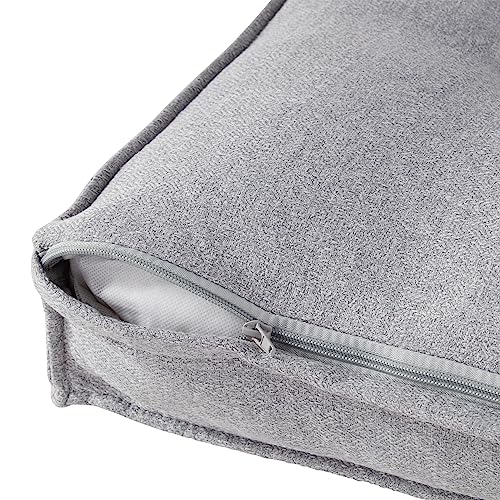 Square Tufted Floor Pillow with Removable Cover, Cement, Small (24") - color: Cement, size: Small (24")