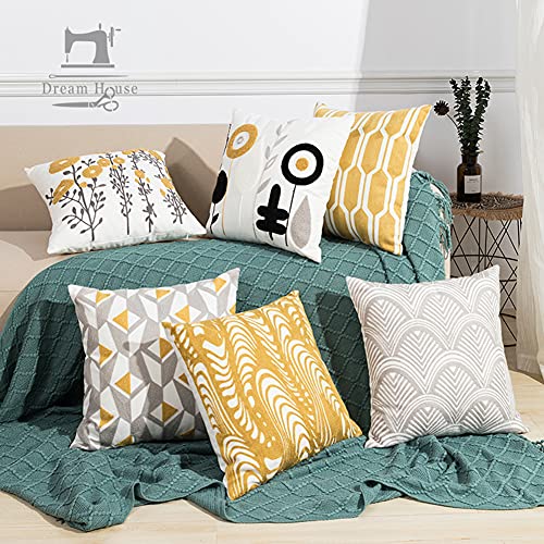 vctops Embroidery Cotton Decorative Throw Pillow Cover Boho Geometric Pattern Cushion Cover for Couch Sofa Bed (Yellow A,18"x18") - color: Yellow a, size: 18" x 18" (Pack of 1)