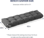 Outdoor Bench Cushion, 48x18x5 Inch, Waterproof Bench Cushion for Outdoor/Indoor Furniture, Tufted Patio Bench Seat Cushion, Fade Resistant Outdoor Cushions for Porch Swing Couch, Dark Grey