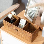 Seagrass Storage Basket for Bathroom - Toilet Tank with Lid, Wicker Woven Narrow Basket for Organizing (13" x 5" x 4.3")