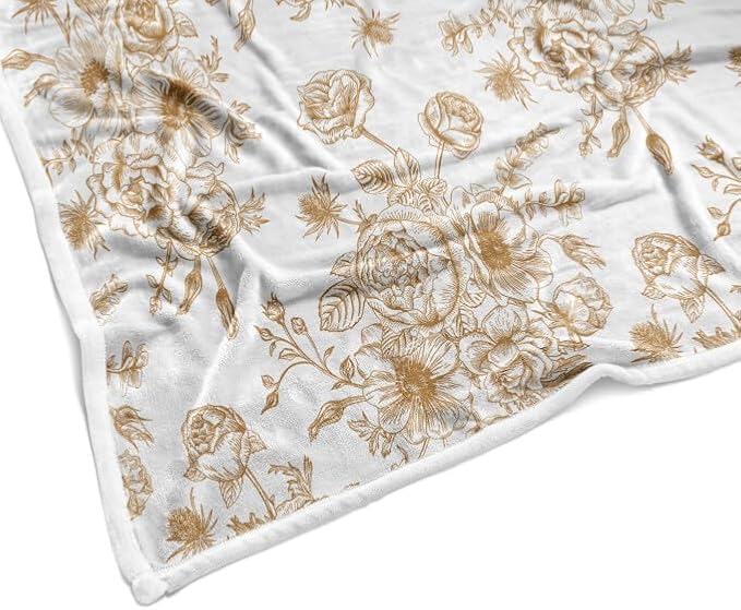 Floral Throw Blanket, Botanical Floral Blanket, Soft, Flannel, Warm, Boho Floral Bed Blanket All Season Flower Throw Blanket for Couch Bedroom Living Room, Brown 50X70 Inch