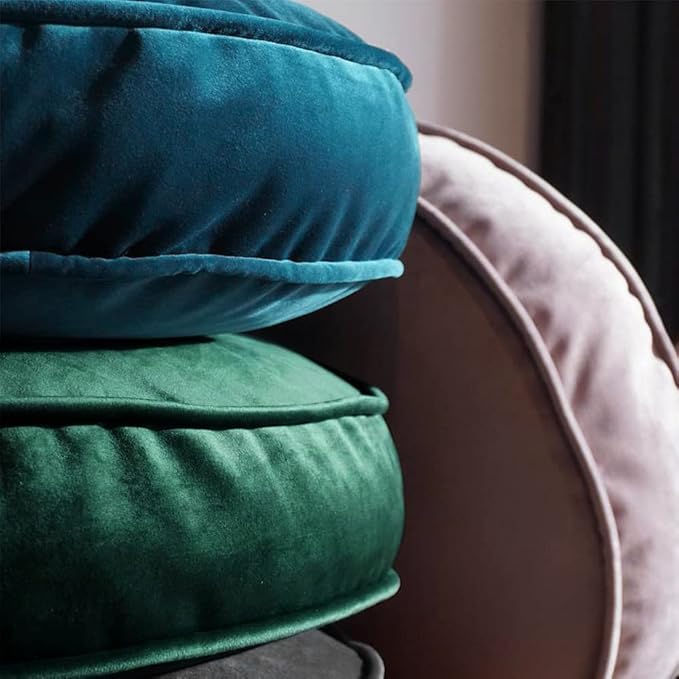 Round Floor Pillow Cover Velvet Throw Seating Pouf Yoga Meditation Cushion Plush Case Reading Room Decor Cover Only (19.7IN, Green)
