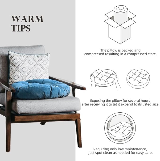 Meditation Floor Pillow Set of 2 Large Round Floor Cushions for Adults Tufted Corduroy Floor Seat Pillows Cushion for Living Room Tatami Yoga,Dark Grey 22x22 Inch