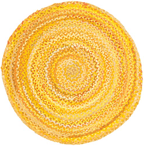 SAFAVIEH Braided Collection Area Rug - 3' x 5' Oval, Gold, Handmade Country Farmhouse Reversible Cotton, Ideal for High Traffic Areas in Living Room, Bedroom (BRD452D) - color: Gold, size: 3' x 5' (Oval)