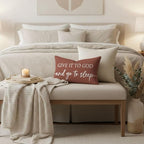 Decorative Throw Pillow Covers 12x20 Inch Set of 2 – Rust Christian Lumbar Pillowcase – Give It to God and Go to Sleep/Relax God’s Got This – Cozy Fall Thanksgiving Bedroom Bed Decor