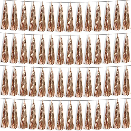 4P Champagne Gold Foil Fringe Metallic Streamers Banner Tassel Garland for Parade Floats, Bachelorette, Wedding, Birthday, Halloween, Christmas, Bridal/Baby Shower Party Decorations - color: Champagne