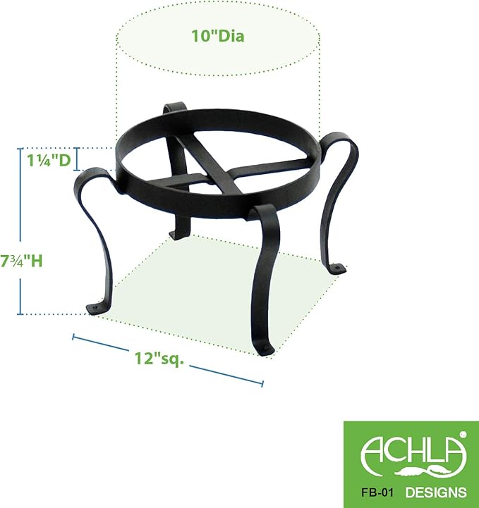 Achla Designs Patio Flower Pot Plant Stand, 8-in H Black