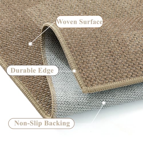 3x5 Easy Jute Outdoor Patio Rug Washable Brown Neutral Entrance Area Rug for Living Room Lightweight Non Slip No Sheding Doormat Entryway Farmhouse Bedroom Backyard Kitchen Deck - color: Geometric| Brown, size: 3'x5'