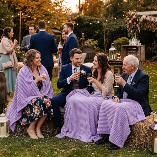 Buryeah 12 Pcs Flannel Throw Blanket Bulk 50 x 60 in Sleepover Blanket Outdoor Wedding Throw Lightweight, Oeko-tex Standard 100 Certified for Sofa Homeless Gifts (Purple Series) - color: Purple Series