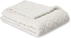 EverGrace Jacquard Boho Sherpa Fleece Throw Blanket for Couch, Super Soft Cozy Fuzzy Plush Blankets for Winter, Reversible Thick Warm Blanket for Bed, Sofa, Living Room, Off White, 50" x 60"