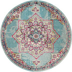 Rugs.com Fleur Collection Rug – 6' Round Light Blue Medium-Pile Rug Perfect for Kitchens, Dining Rooms - color: Light Blue 11, size: 6' (Round)