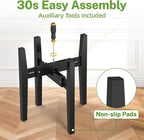 iDavosic.ly Adjustable Plant Pot Stand Indoor Outdoor, Mid Century Modern Bamboo Short Single Flower Holder Fits 8 to 12 Inch Large Heavy Duty Planter (Not Included) | Black