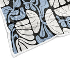 Boho Abstract Colorful Floral Throw Blanket, Vintage Retro Patchwork White Blue Flower Botanical Geometric Aesthetic Groovy Flannel Throw Blanket for Chair Bed Sofa Couch, 60X70IN