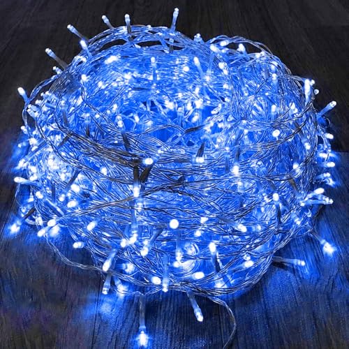 88FT 240LED Extra-Long Connectable String Lights Indoor Outdoor Clear Wire, Blue Christmas String Lights, Plug in Twinkle Fairy Light with Timer for Wedding Patio Tree Yard Christmas Decorations - color: Blue, size: 240LED