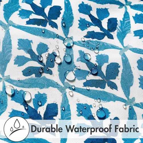 MIULEE Pack of 2 Decorative Outdoor Waterproof Throw Pillow Covers Flower Print Chic Boho Accent Pillow Covers for Square Garden Patio Cushion 18x18 Inch, Navy Blue - color: Navy Blue, size: 18" x 18" (Pack of 2)