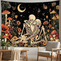 Lifeel Skeleton Lovers Tapestry, The Kissing Lovers Boho Aesthetic Skull Gothic Tapestry for Bedroom Living Room, 36x48 inches - color: Black1, size: 48"L x 36"W