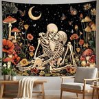 Lifeel Skeleton Lovers Tapestry, The Kissing Lovers Boho Aesthetic Skull Gothic Tapestry for Bedroom Living Room, 60x80 inches - color: Black1, size: 80"L x 60"W
