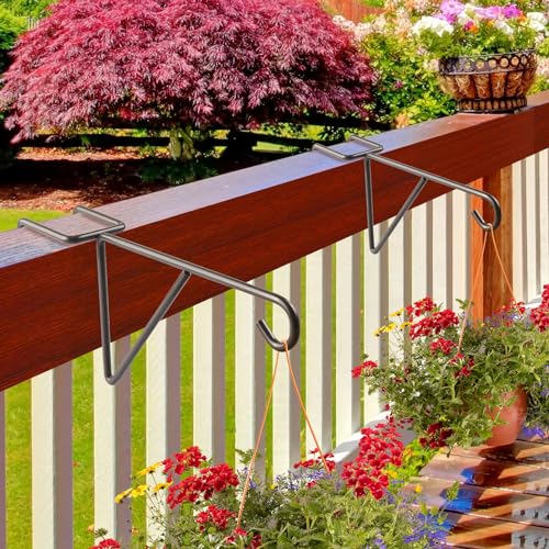 6 Pack Vinyl Fence Hooks, Heavy Duty Durable Brown Fence Plant Hangers for Outdoor, Over The Fence Hooks, Patio Hooks for Hanging Plants, Flower Baskets, Bird feeders, Lights, Pool Equipment - color: Brown