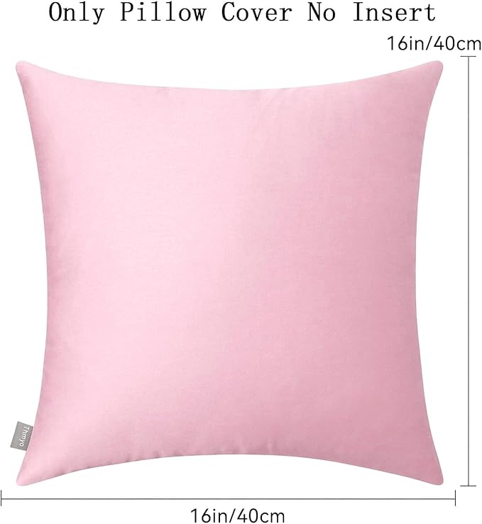 Thmyo 4-Pack 100% Cotton Comfortable Solid Decorative Throw Pillow Case Square Cushion Cover Pillowcases Blank Pillow Covers Valentines Day DIY Throw Pillowcase for Sofa Bed(16x16inch/40x40cm,Pink)