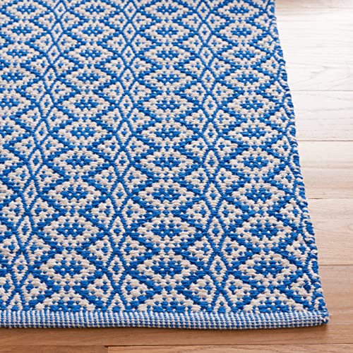 SAFAVIEH Montauk Collection Accent Rug - 2'3" x 3'9", Ivory & Blue, Handmade Geometric Cotton, Ideal for High Traffic Areas in Entryway, Living Room, Bedroom (MTK716C) - color: Ivory/Blue, size: 2'3" x 3'9" (Rectangular)
