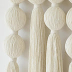 Macrame Wall Hanging Boho Wall Decor with Cotton Ball Tassels Handmade Fiber Wall Art for Living Room Bedroom