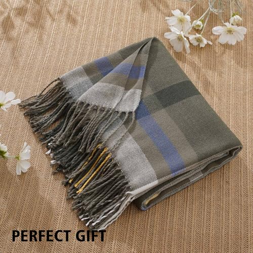 BATTILO HOME Olive Green Plaid Throw Blanket for Couch - Army Green Plaid Blanket Buffalo Checkered Blankets - Lightweight Farmhouse Outdoor Throw Blankets for Bed, Sofa 50"x60" - color: Army Green