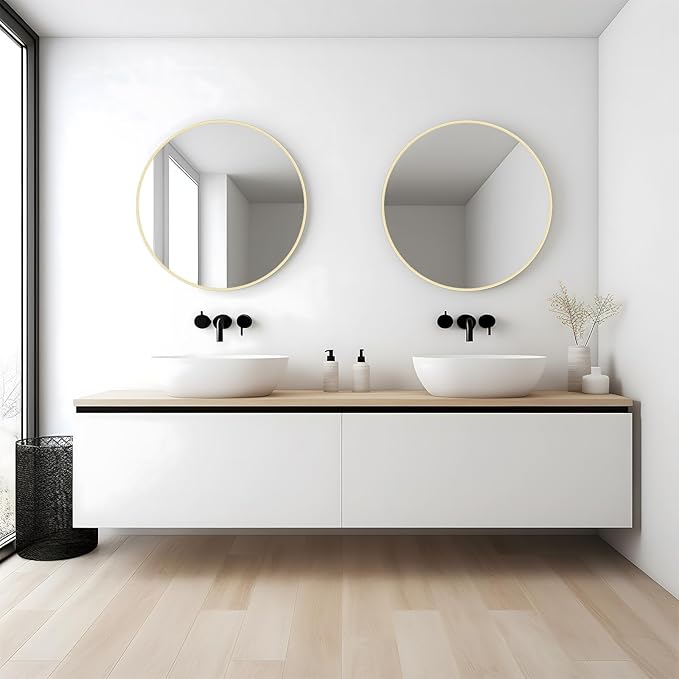 WallBeyond 20 inch Round Mirror Gold Circle Wall Mirror for Bathroom with Metal Framed, Round Wall Mirror for Wall Decor, Vanity, Entryway Living Room