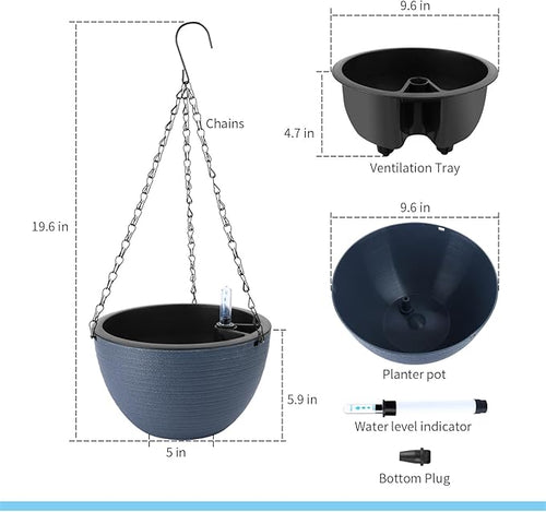 10 Inch Self Watering Hanging Planter for Indoor Outdoor Plants,Self Watering Pots for Indoor Plants,Hanging Pots,Convenient to Maintain,Improved Plant Health