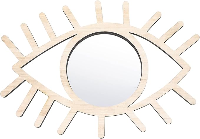 Esiti Evil Eye Wall Decor - Wood Boho Artistic Decorative Funky Rattan Mirror - Handmade Moon Eye Wall Art for Living Room Bedroom