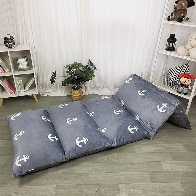 ICOPUCA Floor Lounger Pillow Casing for Boy Girl, Soft Minky Plush, Anchor Print, Cover/Sleeve/Casing Only! Perfect for Reading and Watching TV Cushion - Excellent for Sleepovers, King Size