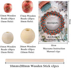 120pcs Macrame Kits for Beginners 3mm x 220yards Natural Cotton Macrame Cord Wall Hanging Kit, Best Macrame Supplies for Macrame Plant Hanger with Wooden Beads,Wooden Rings,Wooden Sticks,S Hooks