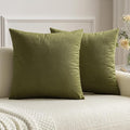 MIULEE Pack of 2 Olive Green Pillow Covers 18x18 Inch Decorative Velvet Throw Pillow Covers Modern Soft Couch Throw Pillows Farmhouse Home Decor for Spring Sofa Bedroom Living Room