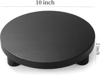 Wood Riser for Decor, 2 Pack Wood Pedestal Stand for Display, Round Wooden Tray for Kitchen Counter, Wooden Pedestal Stand for Plant Pot Indoor (Round - Black)
