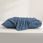 JELLYMONI Pillowcases King Size Blue 2 Pack Boho Striped Bed Pillow Covers 20x36in Polyester Envelope Pillow Shams Tufted Bohemian Textured (Pillows are not Included)