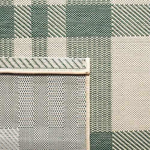 SAFAVIEH Courtyard Collection 2' x 3'7" Green/Beige CY6201 Modern Farmhouse Plaid Indoor/ Outside Waterproof Easy cleansingPatio Backyard Mudroom Accent Mat - color: Green/Beige, size: 2' x 3'7" (Rectangular)