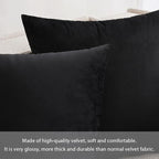 MIULEE Velvet Throw Pillow Covers 12x20 Inch, Pack of 2 - Black, Soft Solid Lumbar Decorative Pillow Covers Modern Luxury Home Decor for Chair Couch Sofa Bedroom Livingroom